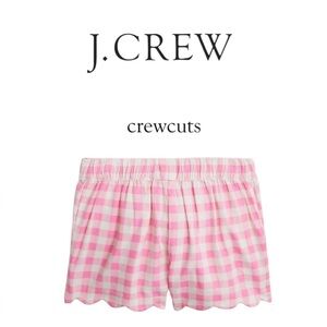 J.Crew NWT Crewcuts Gingham Scallop-Hem Shorts Pink and White Size 2